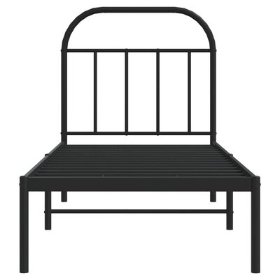 vidaXL Metal Bed Frame without Mattress with Headboard Black 75x190 cm Small Single