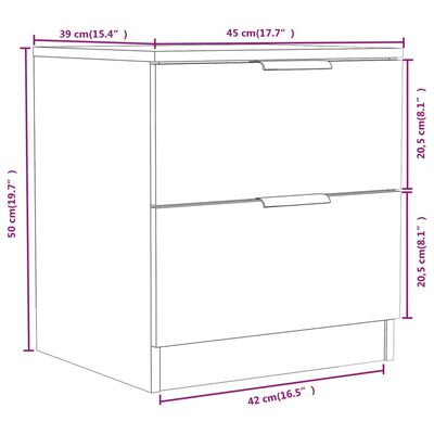 vidaXL Bedside Cabinets 2 pcs White Engineered Wood