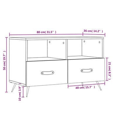 vidaXL TV Cabinet White 80x36x50 cm Engineered Wood