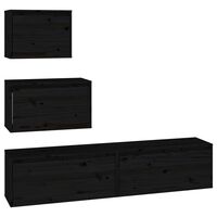 vidaXL TV Cabinets 4 pcs Black Solid Wood Pine