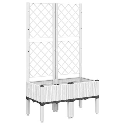 vidaXL Garden Planter with Trellis White 80x40x142 cm PP