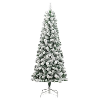 vidaXL Artificial Hinged Christmas Tree with Flocked Snow 240 cm