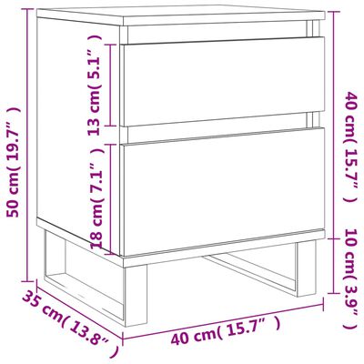 vidaXL Bedside Cabinets 2 pcs White 40x35x50 cm Engineered Wood