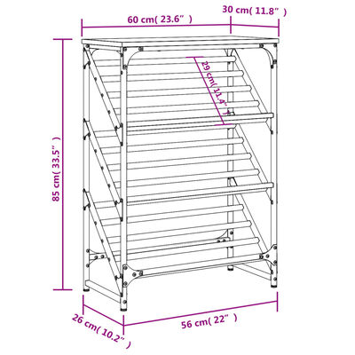 vidaXL Shoe Rack Sonoma Oak 60x30x85 cm Engineered Wood