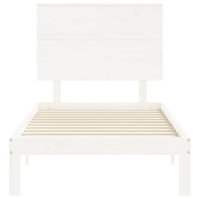 vidaXL Bed Frame without Mattress White Small Single Solid Wood Pine