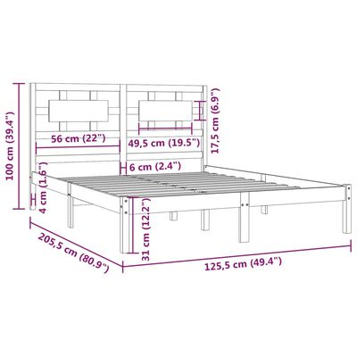 vidaXL Bed Frame without Mattress White 120x200 cm Solid Wood Pine