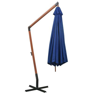 vidaXL Hanging Garden Parasol with Pole Azure Blue 3.5x2.9 m Solid Fir Wood