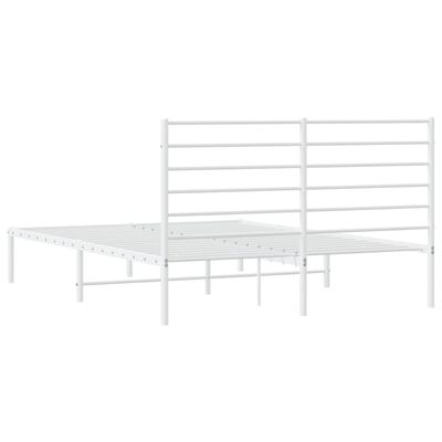 vidaXL Metal Bed Frame without Mattress with Headboard White 120x190 cm Small Double