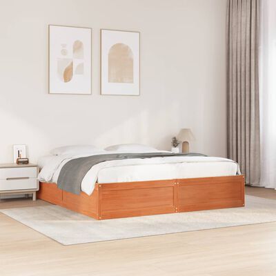 vidaXL Bed Frame without Mattress Wax Brown 180x200 cm Super King Solid Wood Pine