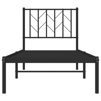 vidaXL Metal Bed Frame without Mattress with Headboard Black 75x190 cm Small Single