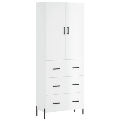 vidaXL Highboard High Gloss White 69.5x34x180 cm Engineered Wood