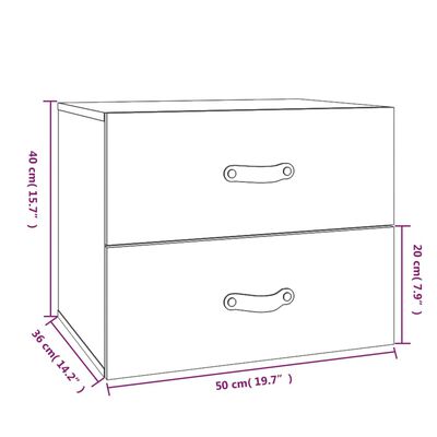 vidaXL Wall-mounted Bedside Cabinets 2 pcs Grey 50x36x40 cm