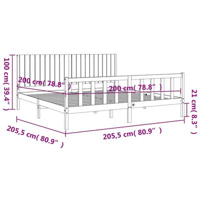 vidaXL Bed Frame without Mattress Black 200x200 cm Solid Wood Pine