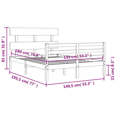 vidaXL Bed Frame without Mattress Double Solid Wood