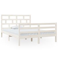 vidaXL Bed Frame without Mattress White Solid Wood 140x200 cm (810431+814195)