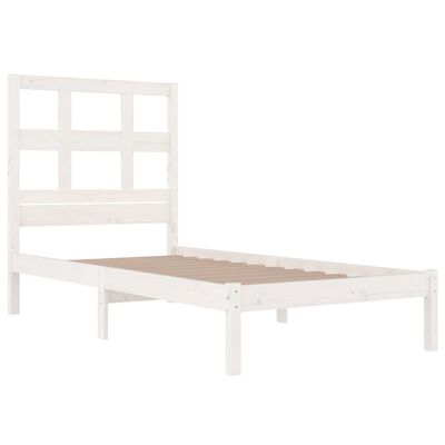 vidaXL Bed Frame without Mattress White 75x190 cm Small Single Solid Wood Pine