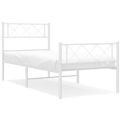 vidaXL Metal Bed Frame without Mattress with Footboard White 80x200 cm