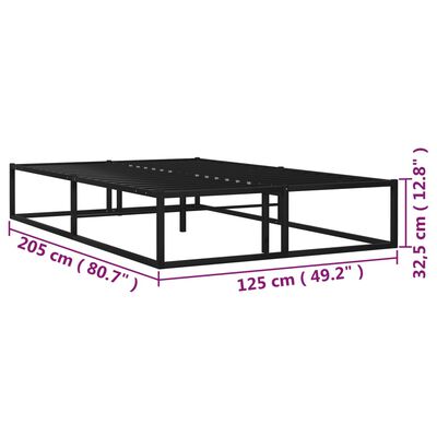 vidaXL Bed Frame without Mattress Black Metal 120x200 cm