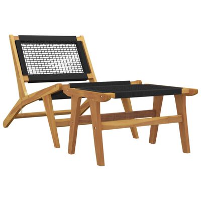 vidaXL Garden Chair with Footrest Solid Wood Teak and Polyester