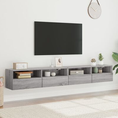 vidaXL TV Wall Cabinets 2 pcs Grey Sonoma 100x30x30 cm Engineered Wood