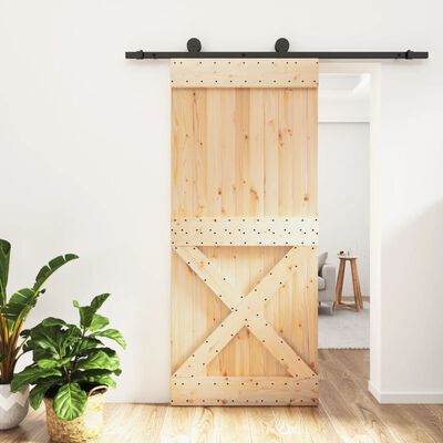 vidaXL Sliding Door with Hardware Set 90x210 cm Solid Wood Pine