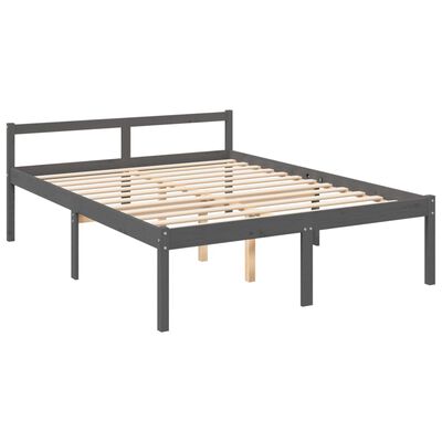 vidaXL Senior Bed without Mattress Grey King Size Solid Wood