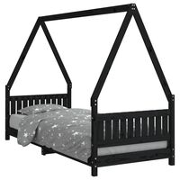 vidaXL Kids Bed Frame Black 80x200 cm Solid Wood Pine