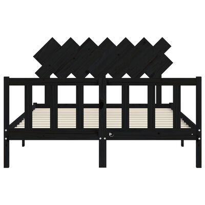 vidaXL Bed Frame without Mattress Black King Size Solid Wood Pine