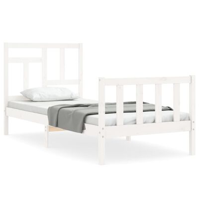 vidaXL Bed Frame without Mattress White Single Solid Wood Pine