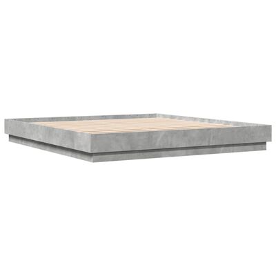 vidaXL Bed Frame with LED without Mattress Concrete Grey 200x200 cm