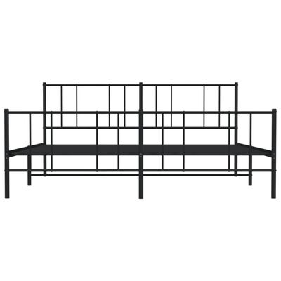 vidaXL Metal Bed Frame without Mattress with Footboard Black 180x200 cm Super King