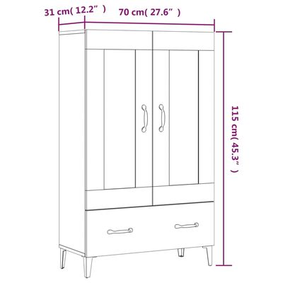 vidaXL Highboard Sonoma Oak 70x31x115 cm Engineered Wood