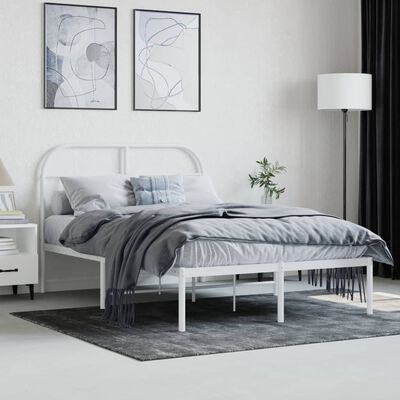 vidaXL Metal Bed Frame without Mattress with Headboard White 120x200 cm