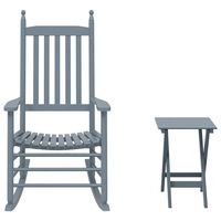 vidaXL Rocking Chair with Foldable Table Grey Solid Wood Poplar
