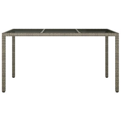 vidaXL Garden Table 150x90x75 cm Tempered Glass and Poly Rattan Grey