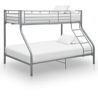 vidaXL Bunk Bed Frame without Mattress Grey Metal 140x200 cm/90x200 cm