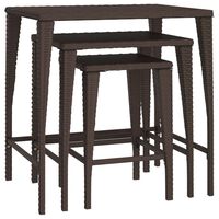 vidaXL Nesting Tables 3 pcs Brown Poly Rattan