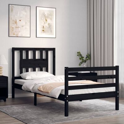 vidaXL Bed Frame without Mattress Black 100x200 cm Solid Wood