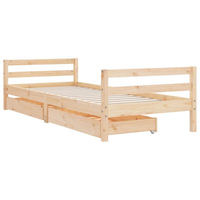 vidaXL Kids Bed Frame with Drawers 90x190 cm Solid Wood Pine