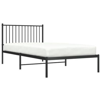 vidaXL Metal Bed Frame without Mattress with Headboard Black 100x200 cm