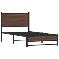 vidaXL Metal Bed Frame without Mattress Brown Oak 90x190 cm Single