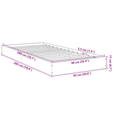 vidaXL Bed Frame without Mattress Black 90x200 cm Engineered Wood