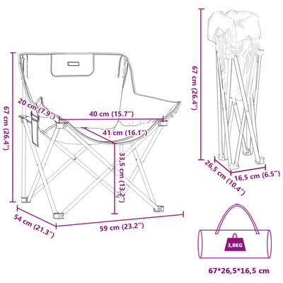 vidaXL Camping Chairs with Pocket Foldable 2 pcs Black