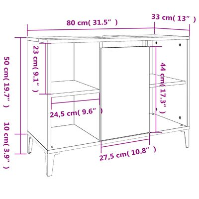 vidaXL 3 Piece Bathroom Furniture Set Sonoma Oak Engineered Wood