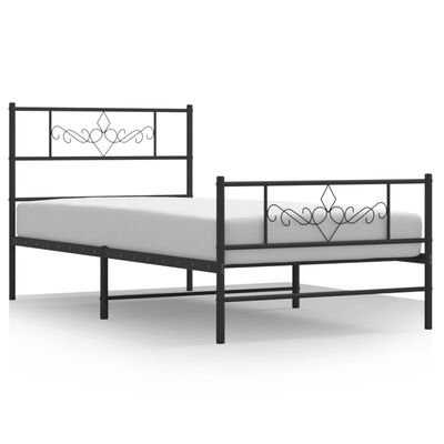 vidaXL Metal Bed Frame without Mattress with Footboard Black 100x200 cm