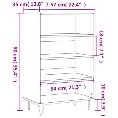 vidaXL Highboard Grey Sonoma 57x35x90 cm Engineered Wood