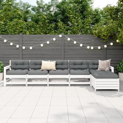 vidaXL 6 Piece Garden Sofa Set White Solid Wood Pine