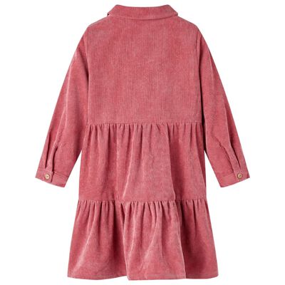 Kids' Dress with Long Sleeves Corduroy Old Pink 140