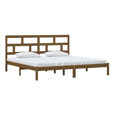 vidaXL Bed Frame without Mattress Honey Brown Solid Wood Pine 200x200 cm (810040+814217)