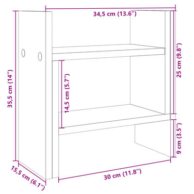 vidaXL Desk Organiser Concrete Grey 34.5x15.5x35.5 cm Engineered wood